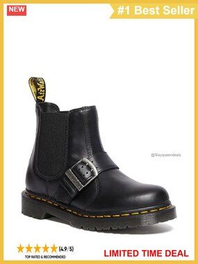 Leather Chelsea Ankle Boots Round Toe Adjustable Buckle Work Wear